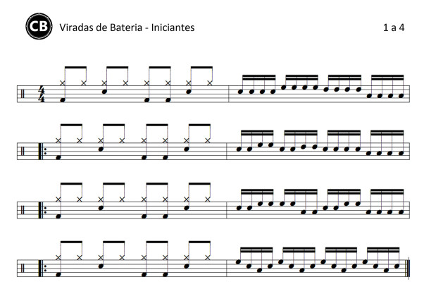 20 viradas de bateria para iniciantes - folha 1