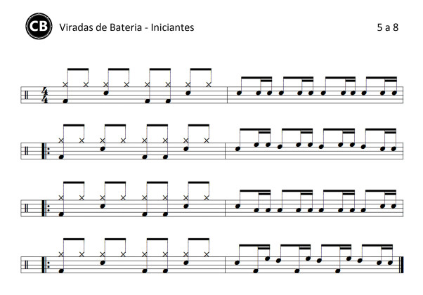 20 viradas de bateria para iniciantes - folha 2