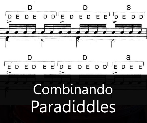 Combinando single e o double paradiddles. Exercícios de Aquiles Priester
