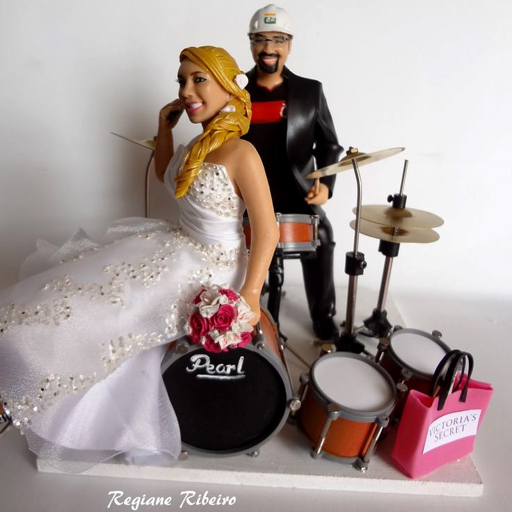 Inspiração para casamento - Topos de bolo para noivos bateristas