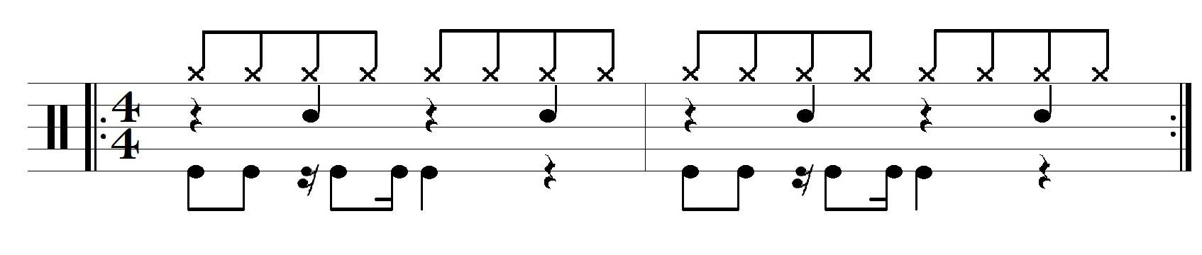 Aplicação de paradiddles no groove