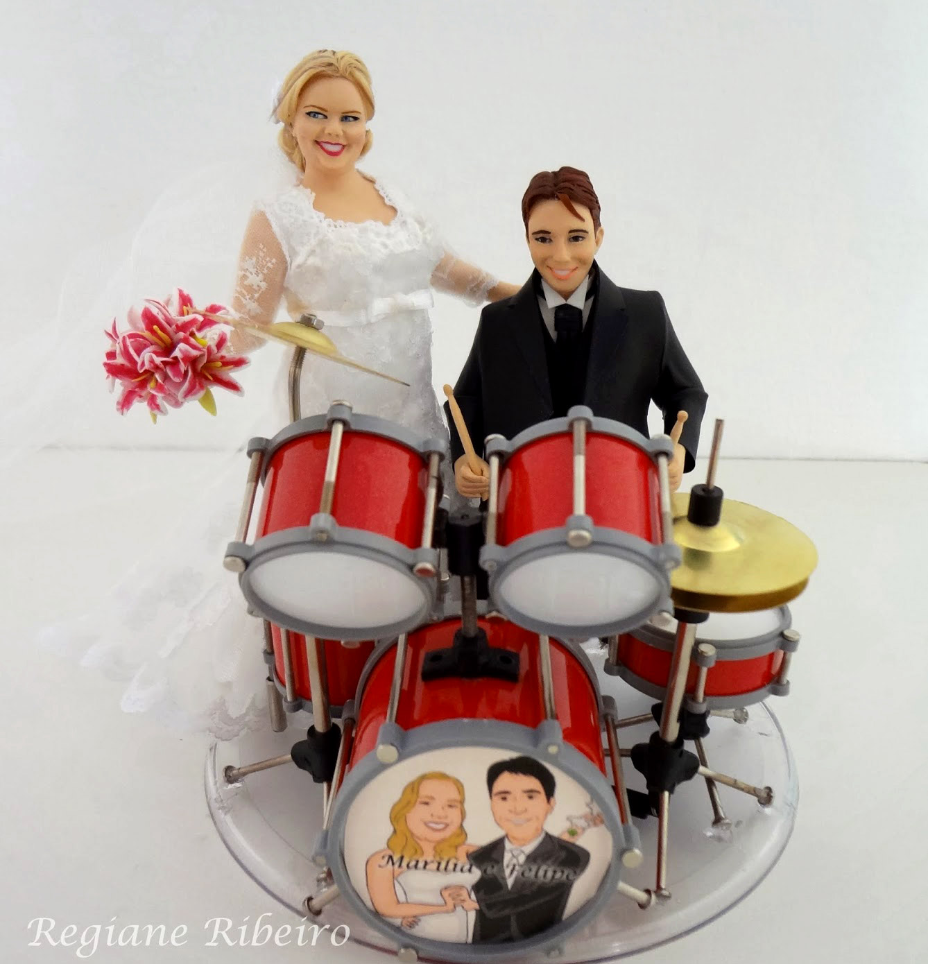 Inspiração para casamento - Topos de bolo para noivos bateristas