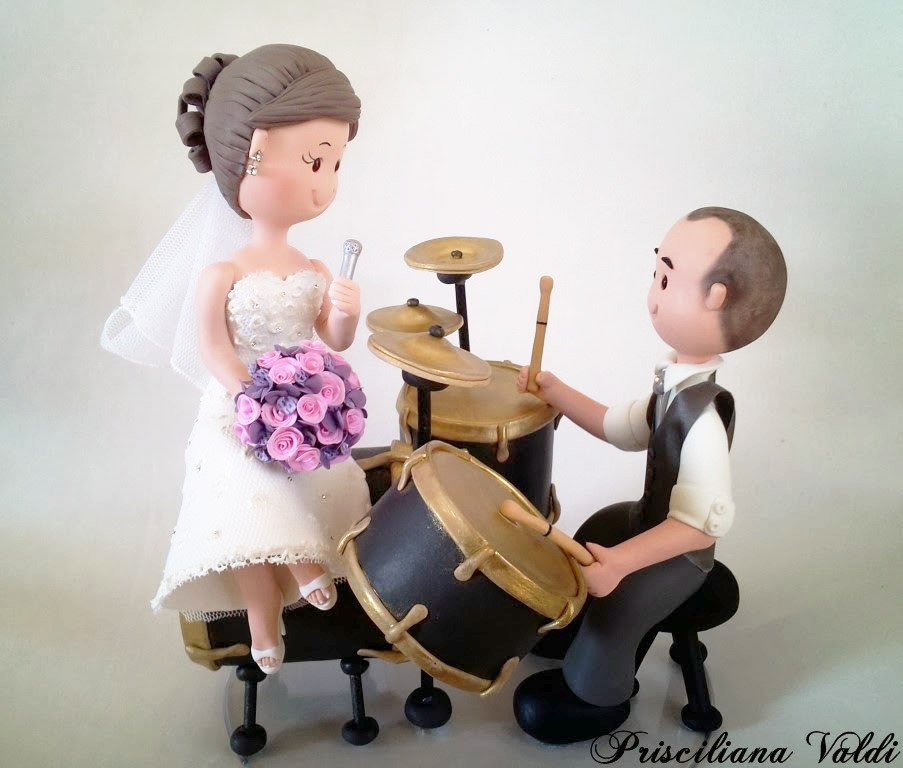 Inspiração para casamento - Topos de bolo para noivos bateristas