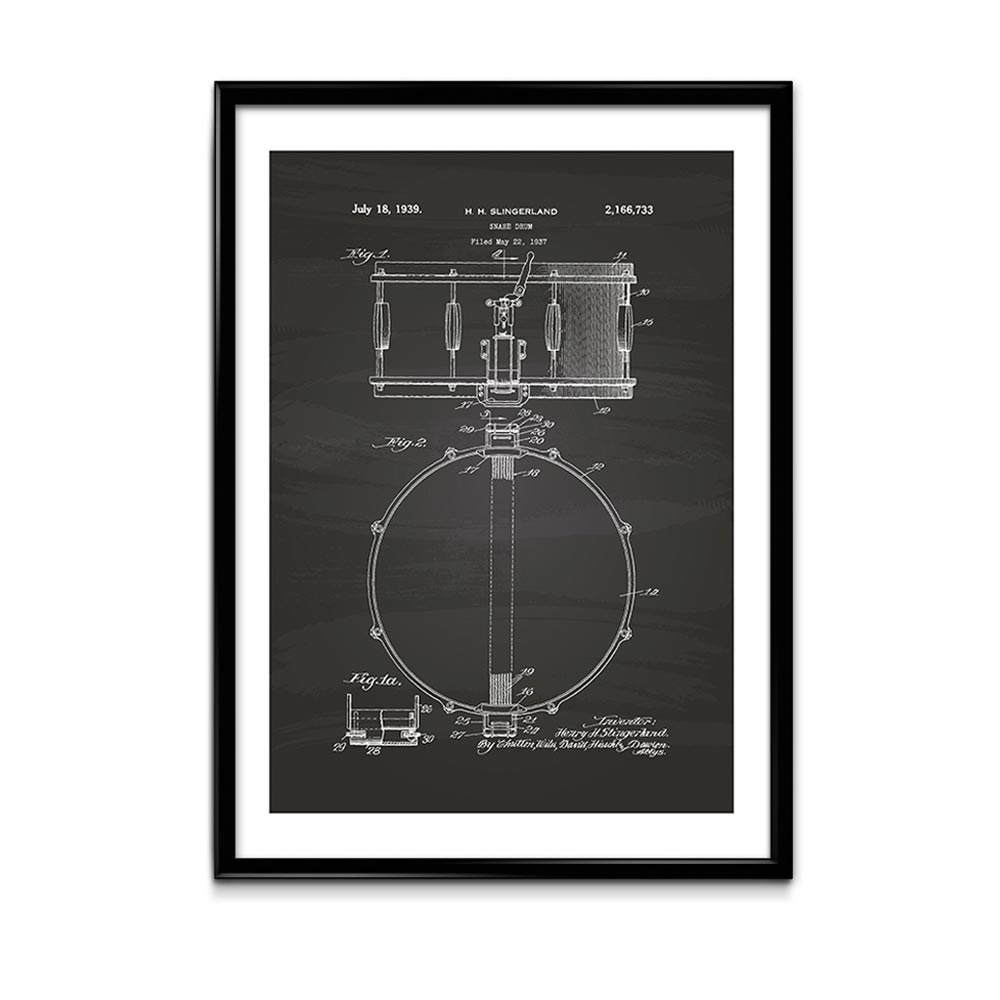 Quadro Patente Caixa Slingerland Black