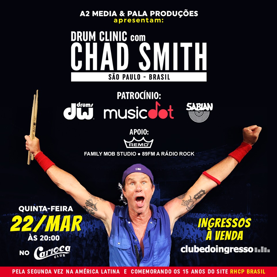 Chad Smith realizará Workshop em SP em março
